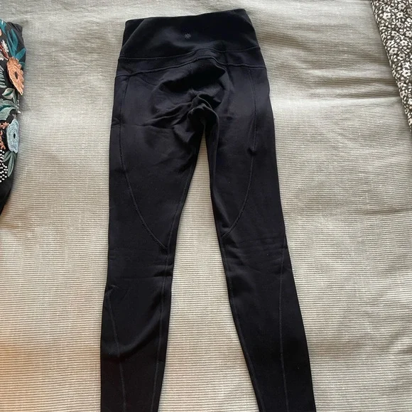 Athleta Black Fleece Leggings with zipper pockets. - Picture 2 of 3